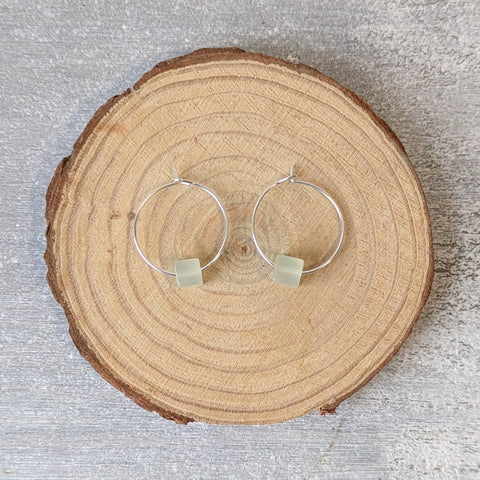 New Jade Sterling Silver Crystal Hoops