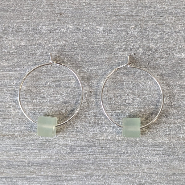 New Jade Sterling Silver Crystal Hoops