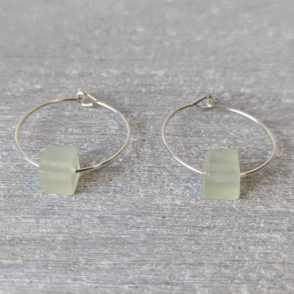 New Jade Sterling Silver Crystal Hoops