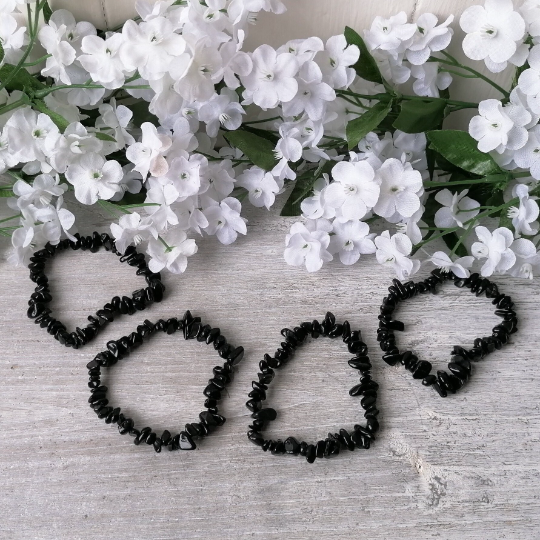 Black Obsidian Chip Bracelet