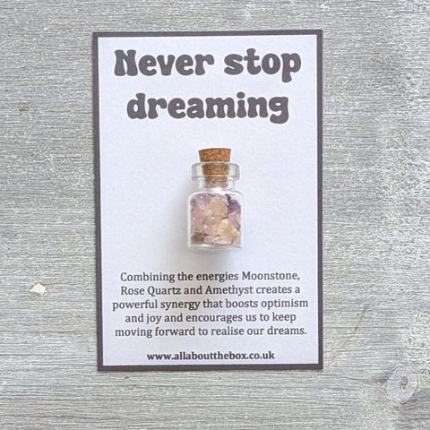 Crystal Inspiration Bottle - Never Stop Dreaming