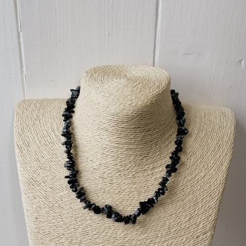 Snowflake Obsidian Chip Necklace
