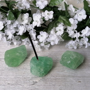 Small Raw Green Fluorite Incense Holder