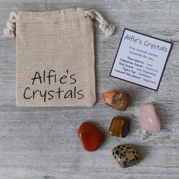 Childrens Personalized Crystal Bag + 5 Tumblestones