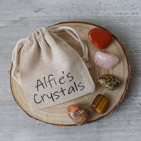 Childrens Personalized Crystal Bag + 5 Tumblestones