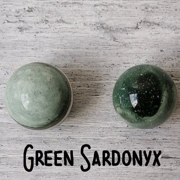 Small Crystal Spheres - Amazonite Or Green Sardonyx