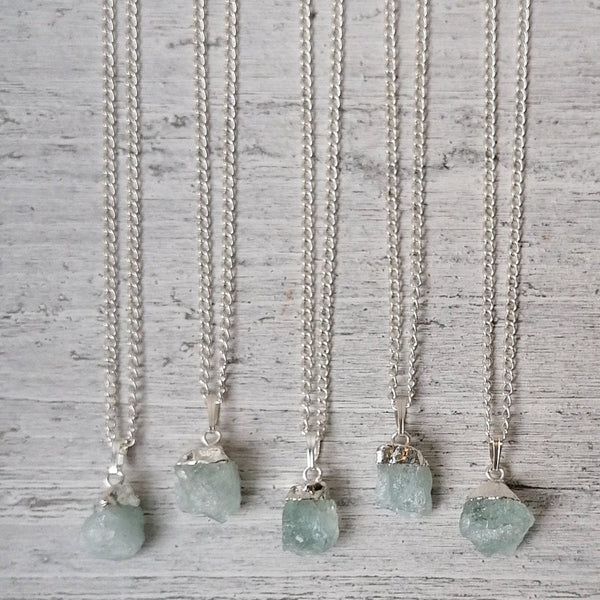 Small Raw Aquamarine Necklace