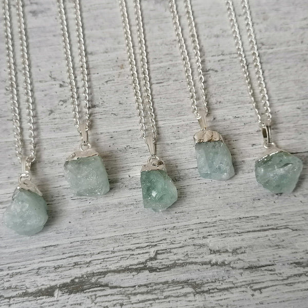 Small Raw Aquamarine Necklace