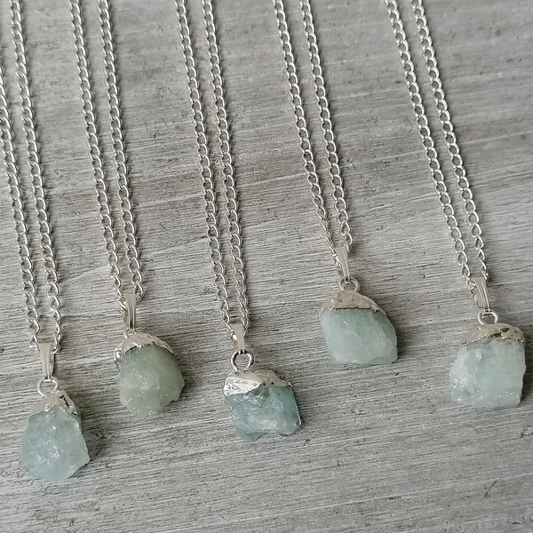 Small Raw Aquamarine Necklace