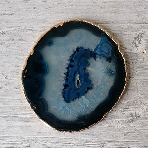 Blue Agate Coasters with 24ct Gold Edge - Sold As Seen