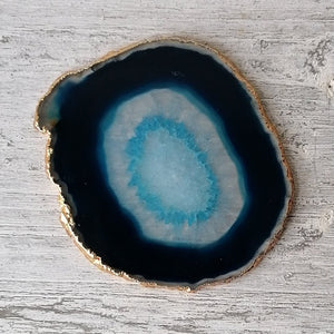 Blue Agate Coasters with 24ct Gold Edge - Sold As Seen