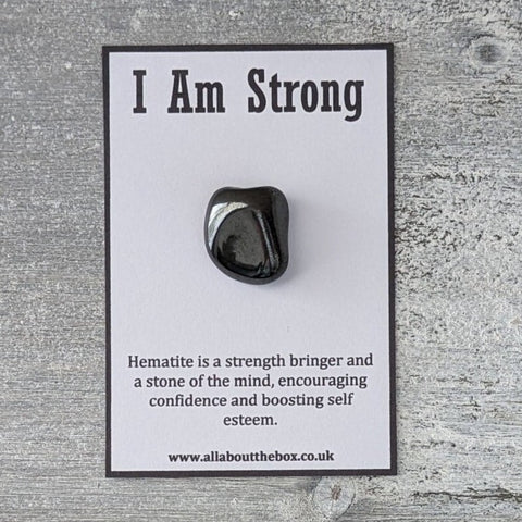 I Am Strong - Hematite Tumblestone